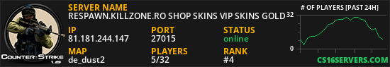 RESPAWN.KILLZONE.RO SHOP SKINS VIP SKINS GOLD