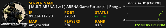 [ MULTIARENA 1vs1 ] ARENA GameFuture.pl | Rangi | StatTrak | Skiny | Modyfikatory | VIP/SVIP | Eventy | ARENKI ^ 1shot1kill.pl